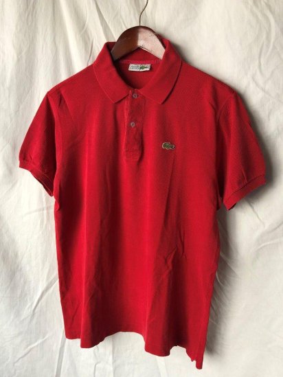 <img class='new_mark_img1' src='https://img.shop-pro.jp/img/new/icons50.gif' style='border:none;display:inline;margin:0px;padding:0px;width:auto;' />70's Vintage Lacoste Moss Stitch Polo Shirt Made in France (SIZE : 5) / Red