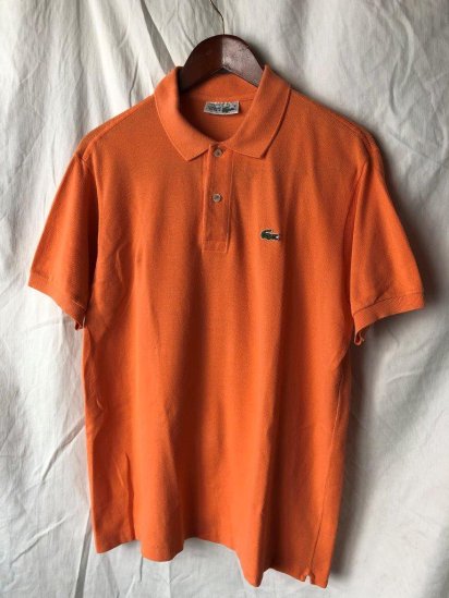 <img class='new_mark_img1' src='https://img.shop-pro.jp/img/new/icons50.gif' style='border:none;display:inline;margin:0px;padding:0px;width:auto;' />80's Vintage Lacoste Moss Stitch Polo Shirt Made in France (SIZE : 6) / Orange