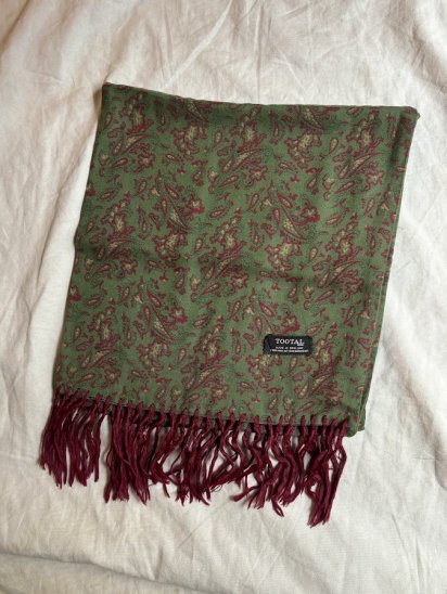 Vintage Tootal Rayon Scarf Made in England Green
