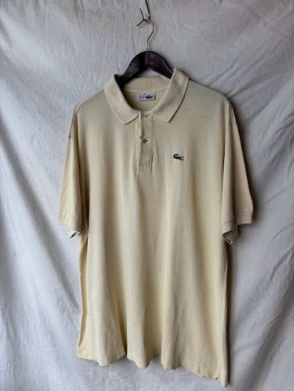 80's Vintage Lacoste Moss Stitch Polo Shirt Made in France (SIZE : 8) / Light Yellow