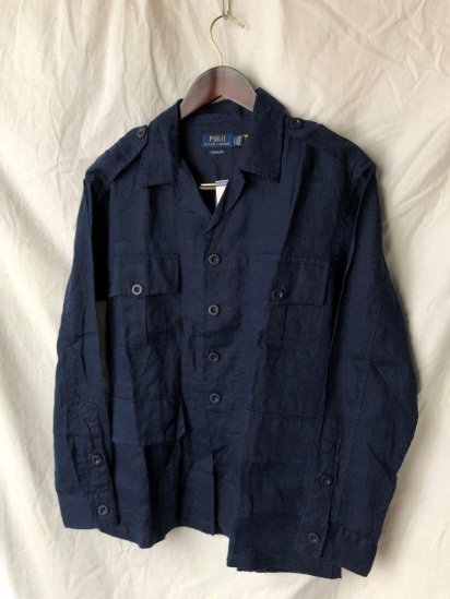 <img class='new_mark_img1' src='https://img.shop-pro.jp/img/new/icons50.gif' style='border:none;display:inline;margin:0px;padding:0px;width:auto;' />POLO Ralph Lauren 100% Linen Safari Jacket (SIZE : S) / Navy