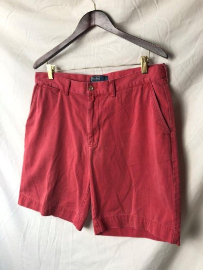 Old Ralph Lauren Flat Front Chino Shorts (Size : approx W35) / Nantucket Red