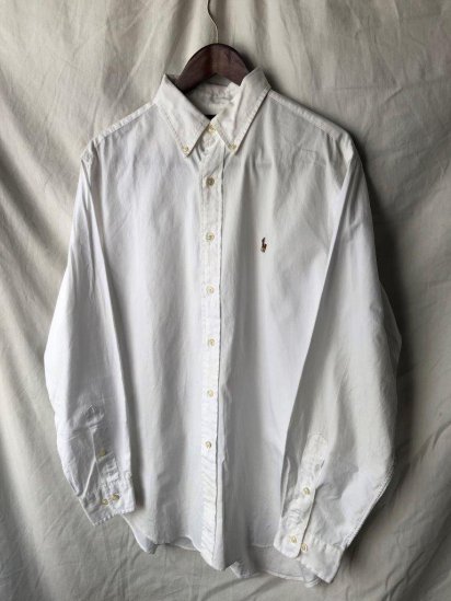 Old Ralph Lauren Pinpoint Oxford BD Shirt (Size : 16H) / White