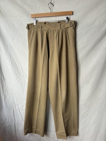 40-50's Vintage British Army Khaki Drill Trousers (Size : approx 33×29H)