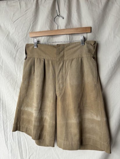 40-50's Vintage British Army Khaki Drill Shorts (Size : approx W 33)