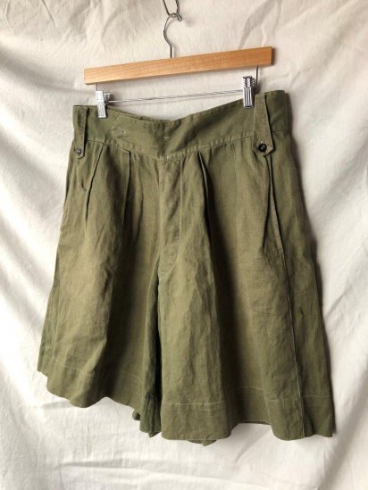 40-50's Vintage Australian Army Green Drill Jungle Shorts (Size : approx W35)