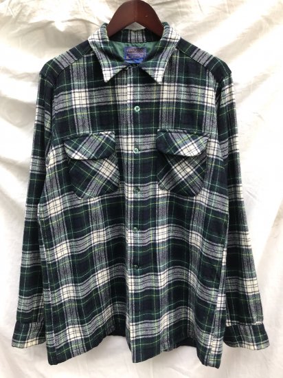 70's~ Vintage Pendleton Board Shirts MADE IN USA / Green Tartan Check