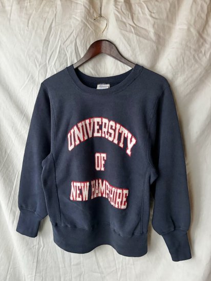 80's Vintage Champion Reverse Weave "Printed" Sweat Shirts Made in USA / Navy (Size : S )