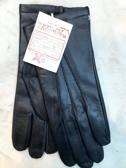 80-90's Vintage Dead Stock Czech Army Leather Glove / Blue Gray