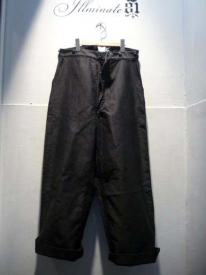 50's Vintage Black Moleskin French Work Pants Dead stock