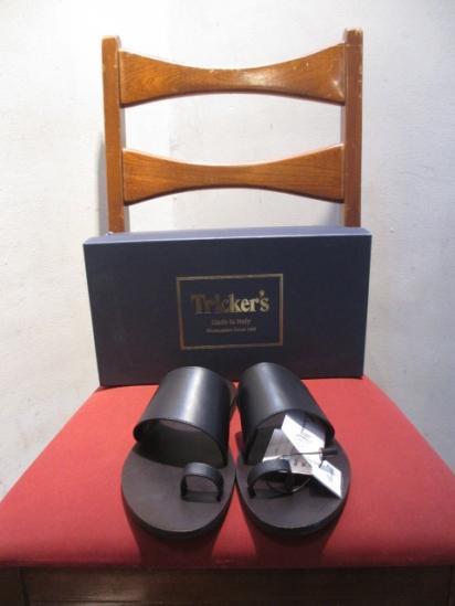 Tricker's Navy Leather Sandal<BR>Made in ITALY<BR>SALE! 32,000+Tax → 18,000+Tax
