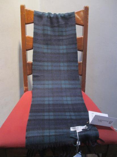 Johnstons Cashmere Muffler Made in Scotland Green  Navy