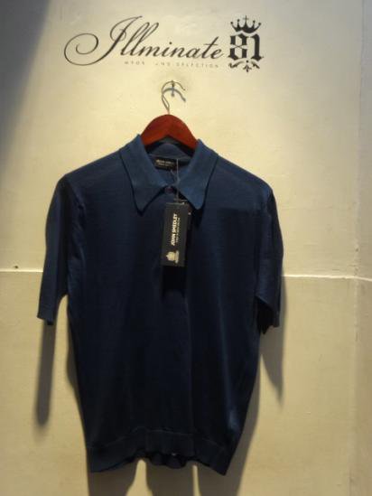 John Smedley Sea Isrand Cotton Polo Shirts Made in England S.Blue