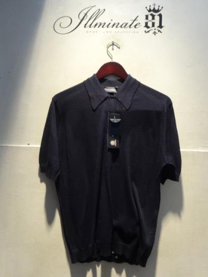 John Smedley Sea Isrand Cotton Polo Shirts Made in England Navy