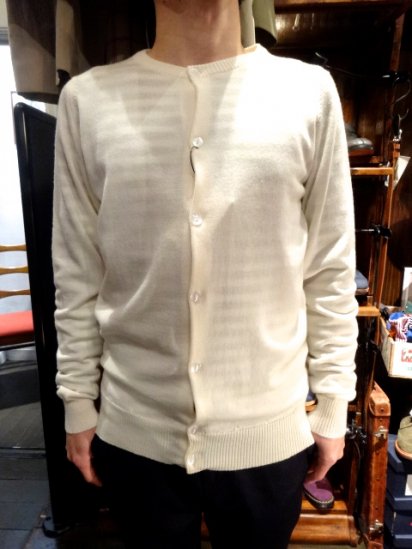 John Smedley Crew Neck Cardigan Natural