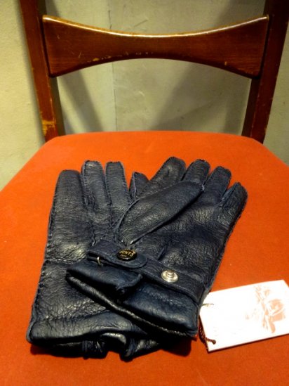 DENTS Peccary Leather x Cashmere Lining Glove Made in England Navy