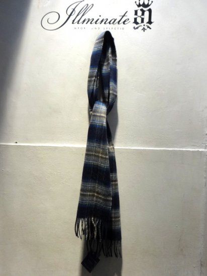 Johnstons Cashmere Muffler Made in Scotland Blue Check