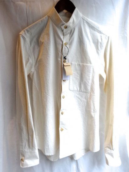 S.E.H KELLY 2016 SS WEST YORKSHIRE TOILING CALICO COTTON GRANDAD COLLAR SHIRT MADE IN ENGLAND