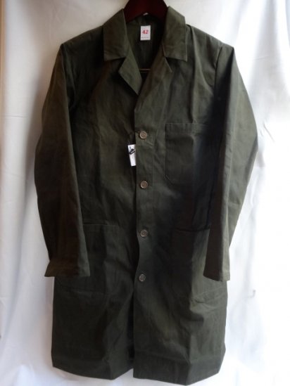 MADE IN ITALY SHOP COAT Cotton Paraffin <BR>Olive