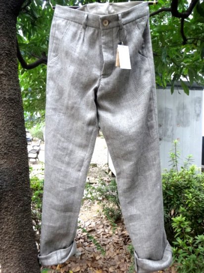 2016 SS S.E.H KELLY Irish Linen Wide Herringbone Pants MADE IN ENGLAND