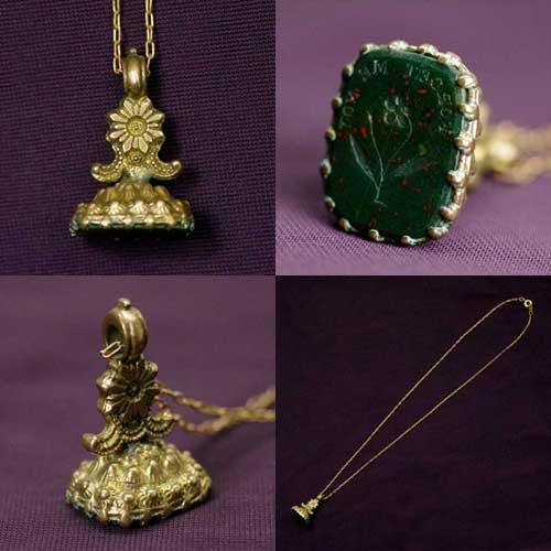 アンティーク インタリオ フォブ シール ブラッドストーン 懐中時計