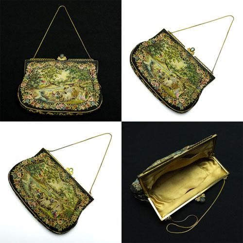 アンティークのパーティバック、プチポワン