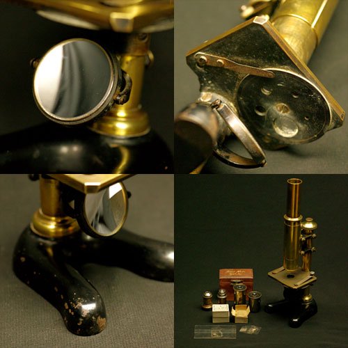 アンティーク顕微鏡　ライツ　傘型微動ネジ　真鍮製