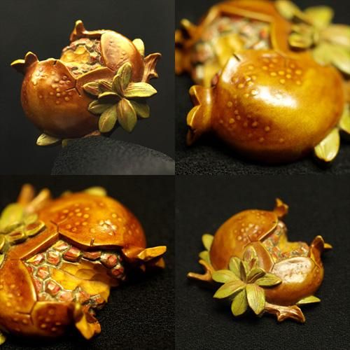 アンティーク 平井汲哉銘 帯留 柘榴文 - 埼玉のアンティーク販売・買取