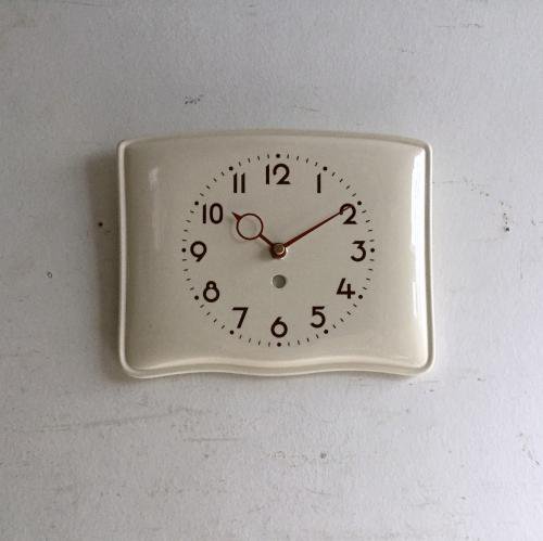 アンティーク 陶器の壁掛け時計/ウォールクロック/フランス D13