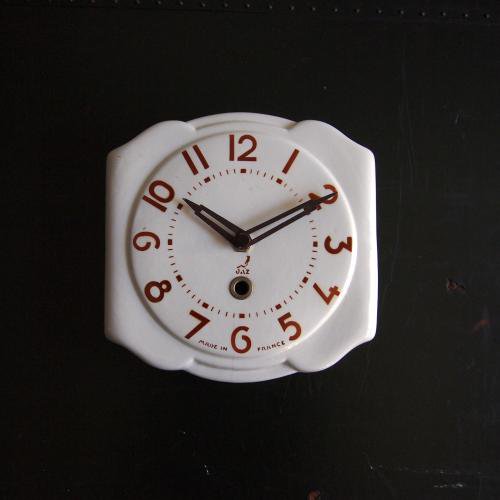 フランス JAZ 陶器の掛け時計 アンティーク-