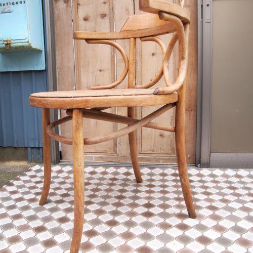 アンティーク　ベントウッドのアームチェア/Bentwood/曲げ木椅子/カフェチェア/フランス　F6
