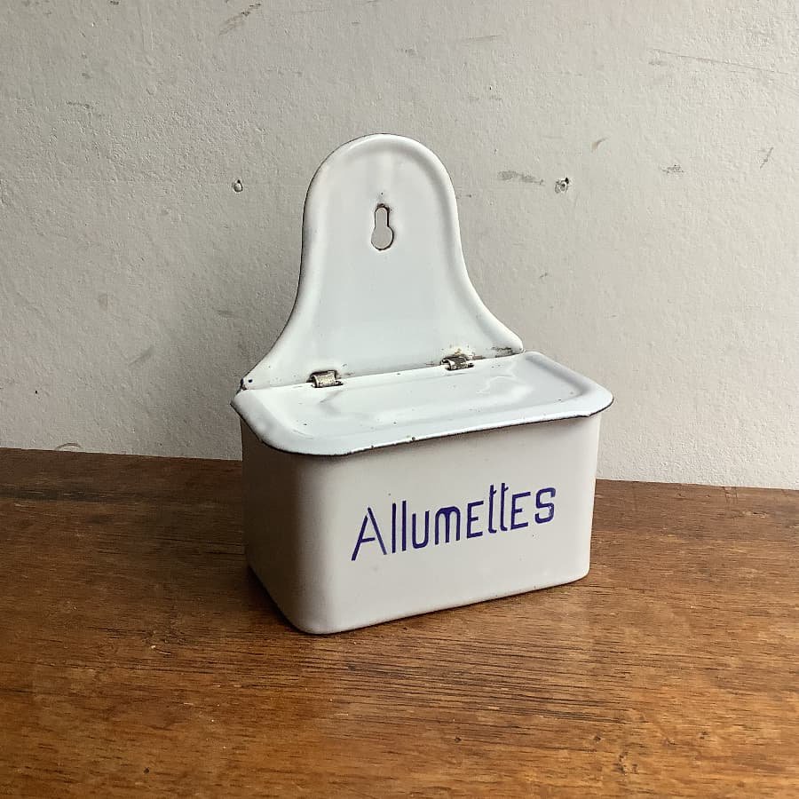 アンティーク ホーローのアリュメット缶/マッチボックス/フランス K3