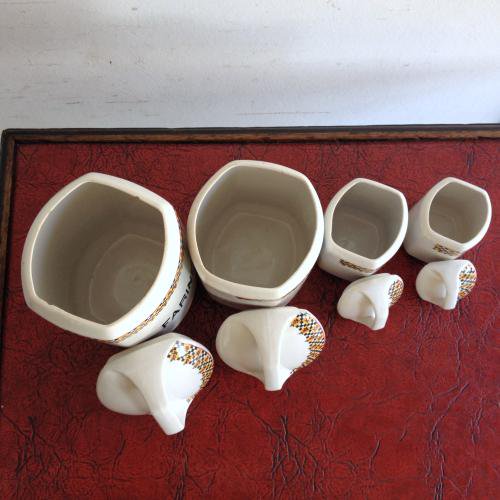 アンティーク 陶器のキャニスター4個セット/フランス　H22