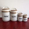 アンティーク 陶器のキャニスター4個セット/フランス　H22