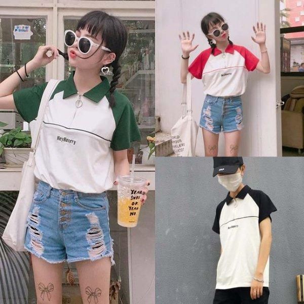 ペアルック 予約 カップルペアｔシャツポロシャツ男女兼用 トップスのみ 半袖ロゴ切替緑赤黒 Anniversary Style アニバーサリースタイル 記念日デート結婚式パーティファッション ペアルックブーツパンツドレス通販