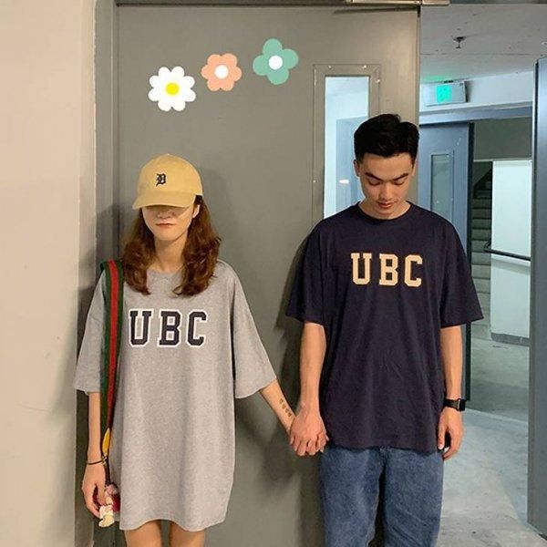 ペアルック カップル ペアtシャツ 即納 ペア カップル 半袖ｔシャツ プリント 体型カバー 着痩せ ロゴ グレー ブルー Free 男女兼