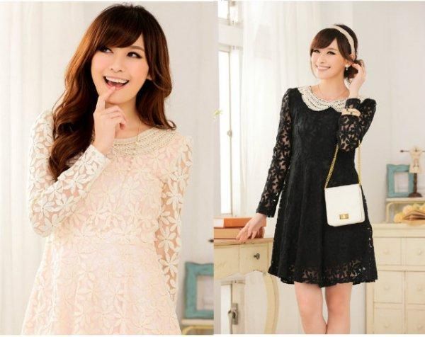 秋新作 パーティー 二次会 ビーズ装飾ネック 上品 花柄レース ワンピース Anniversary Style アニバーサリースタイル 記念日デート結婚式パーティファッション ペアルックブーツパンツドレス通販