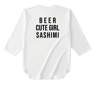 (L-003)BEER CUTEGIRL SASHIMI 3/4 sleeve shirt