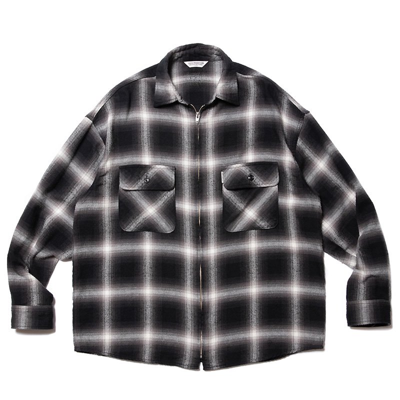 Ombre Nel Check Zip Up Shirt - 【MODERATE GENERALLY-モデレイト