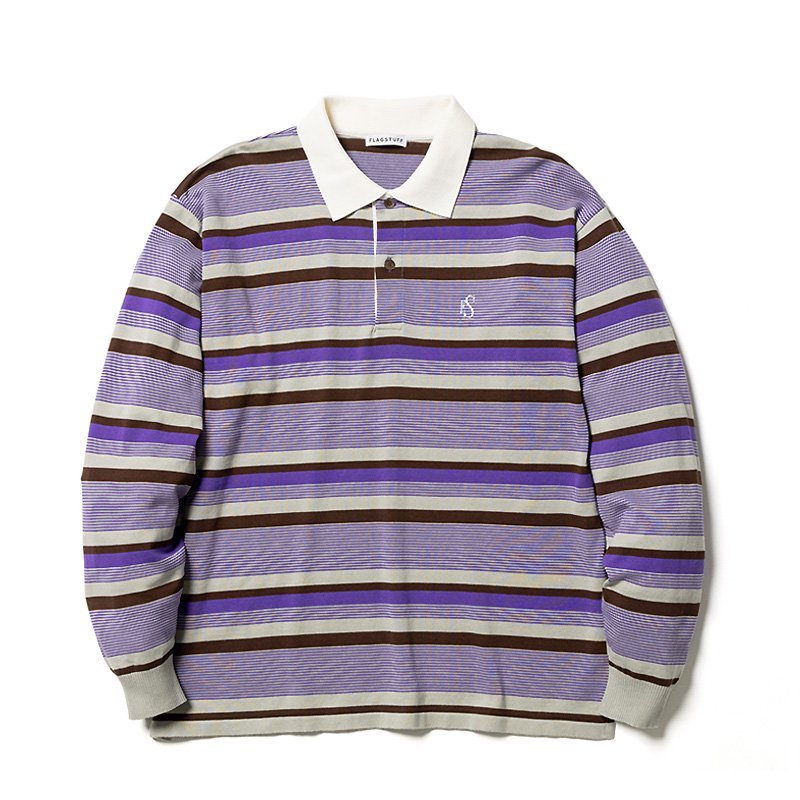 BORDER KNIT L/S POLO - 【MODERATE GENERALLY-モデレイトジェネラリー