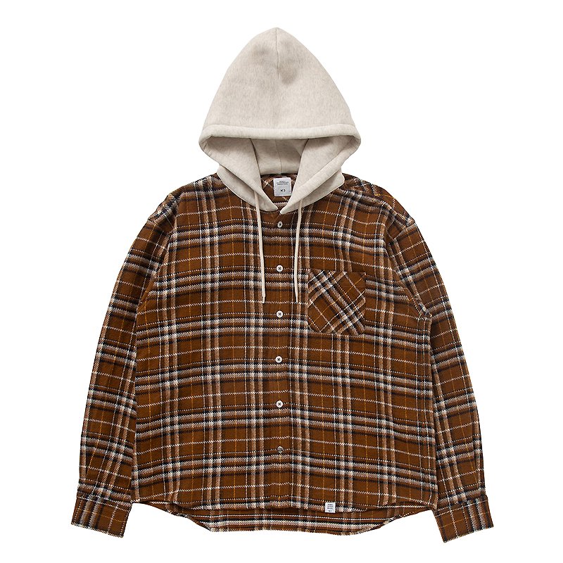 L/S FLANNEL HOODED SHIRT “GUMMO” - 【MODERATE GENERALLY-モデレイト