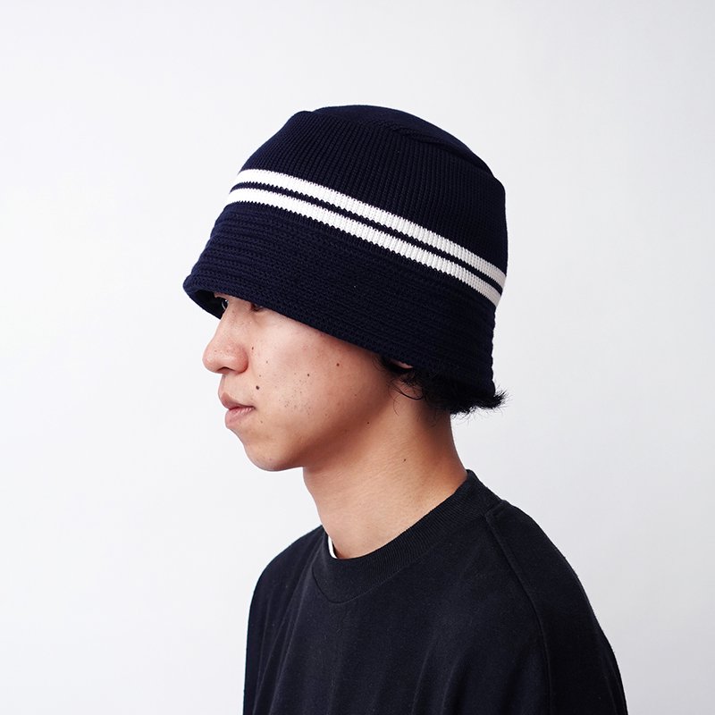 最新のデザイン ハット COOTIE KNIT CRUSHER HAT BLACK X BLUE ハット