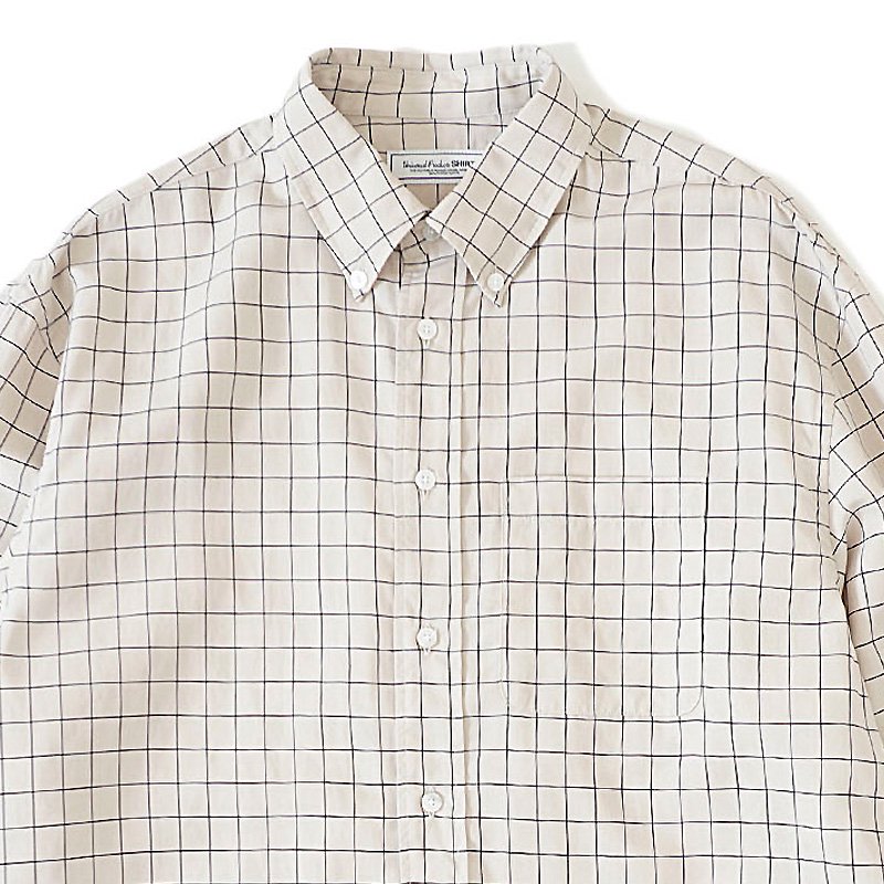 LINEN WINDOWPANE CHECK B.D L/S SHIRT - 【MODERATE GENERALLY