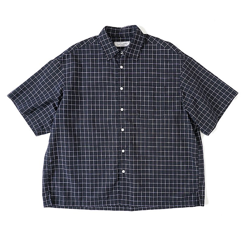 LINEN WINDOWPANE CHECK S/S SHIRT - 【MODERATE GENERALLY-モデレイト