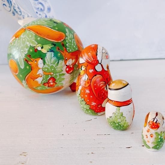 ロシア雑貨☆ツリー 木製ヨールカЁлкаタマラ作マトリョーシカ