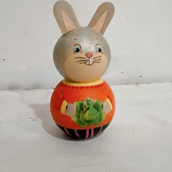 1P リューバ作 ミニドール「シルバーうさぎくん」 - ロシア雑貨