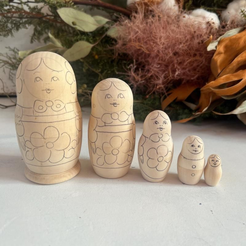白木マトリョーシカ 手作り 下書きありで塗り絵感覚の5p