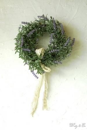 リース Lavender Wreath Ribbon ラベンダー 壁掛け 人工観葉植物 フェイクグリーン 壁飾り インテリア雑貨 Wutty Co