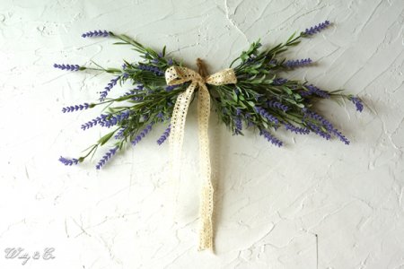 スワッグ ラベンダー Lavender Lace Ribbon Swag レース リボン 壁掛け 人工観葉植物 フェイクグリーン インテリア雑貨 Wutty Co