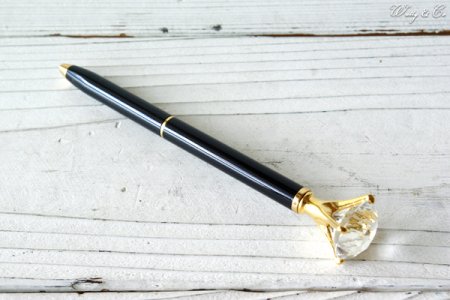 ボールペン クリスタル Crystal Ballpoint Pen Black-Gold ダイヤモンド型 ( 筆記用具 おもしろ おしゃれ 受付ペン  ) - ステーショナリー | WUTTY ＆ Co.